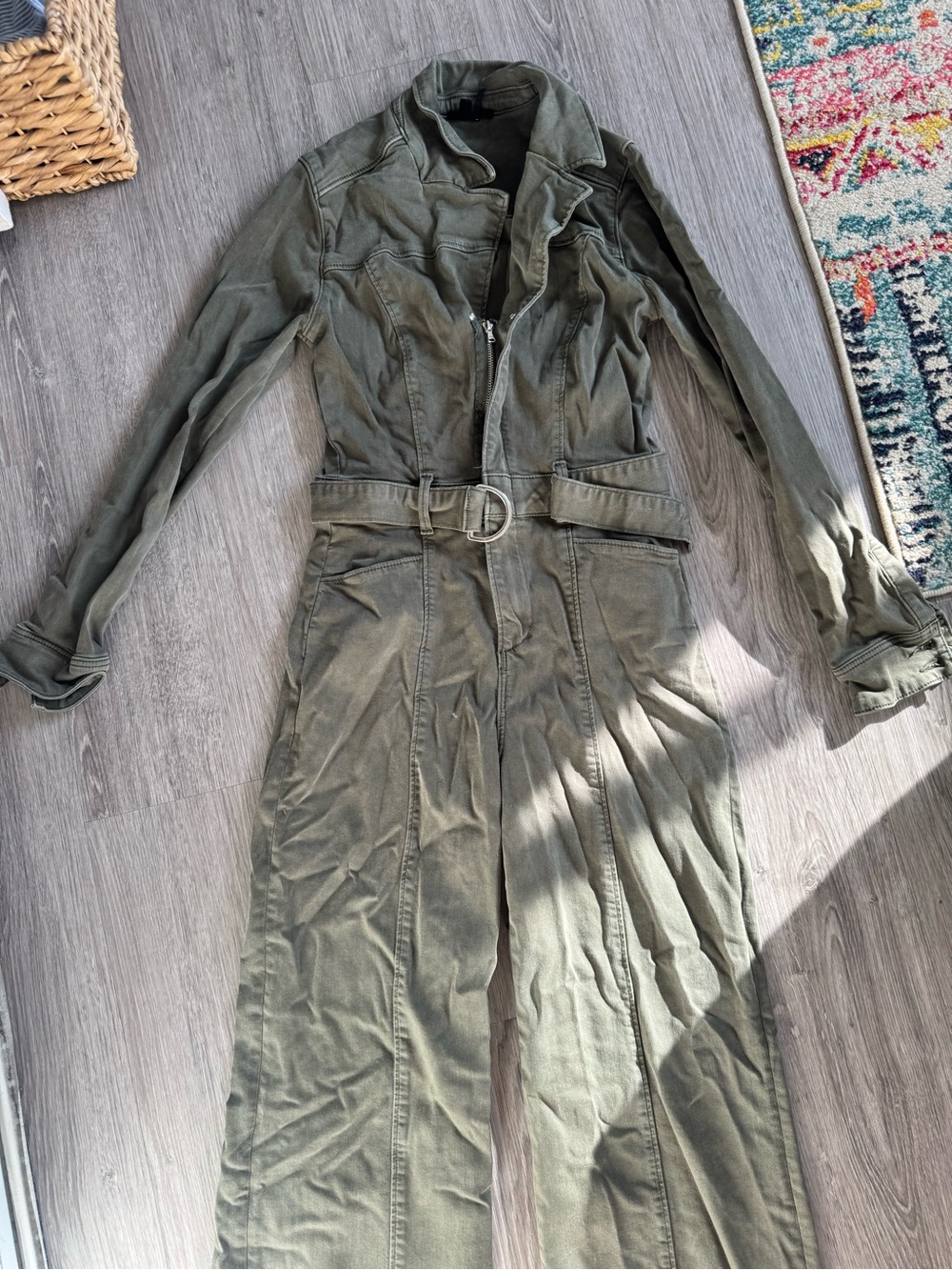 PAIGE Olive Green Long Utility Trench with Belt